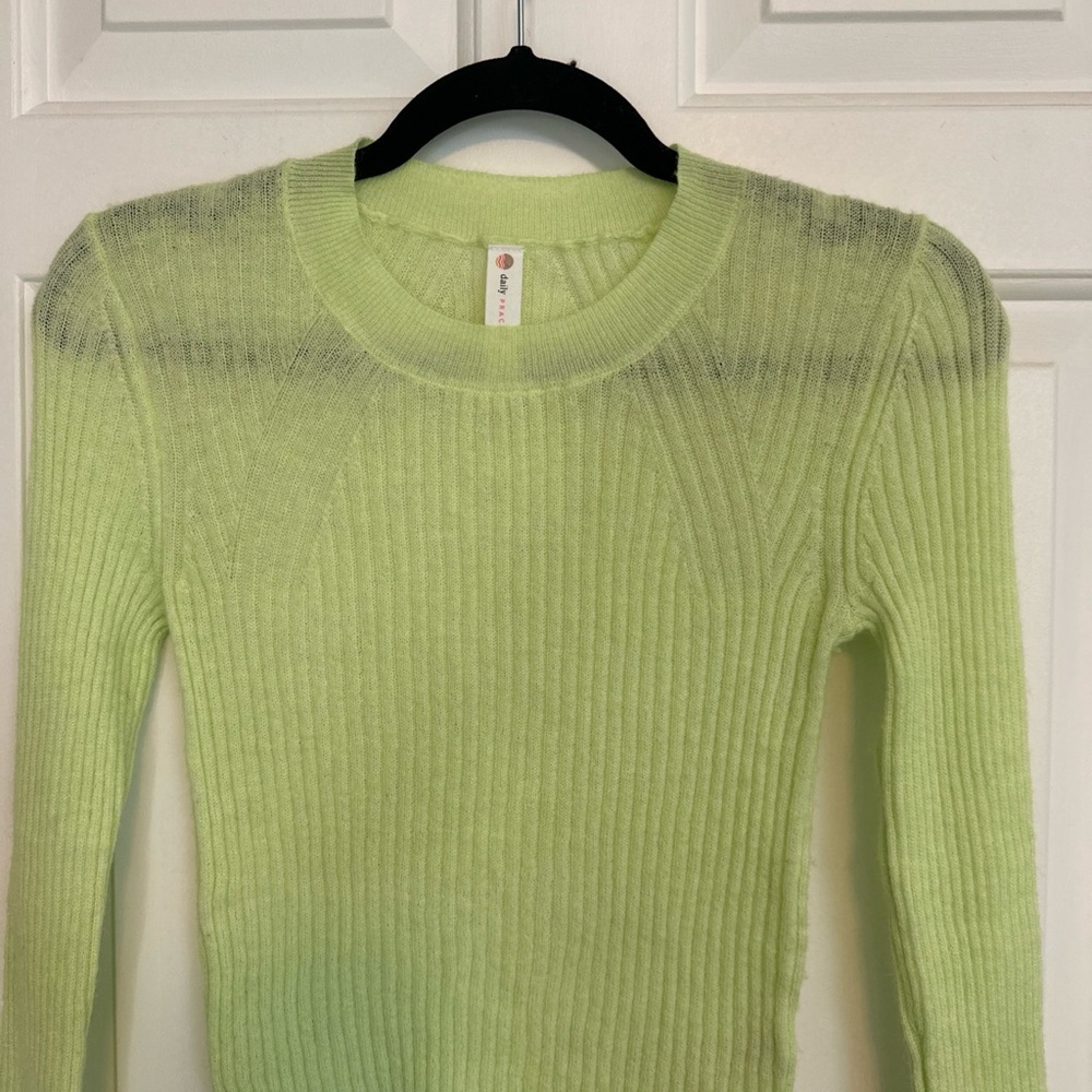 Vibrant Lime Ribbed Crew Neck Sweater